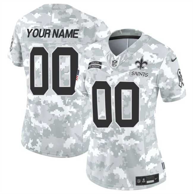 Women%27s New Orleans Saints Active Player Custom 2024 F.U.S.E Arctic Camo Salute To Service Limited Stitched Football Jersey(Run Small)